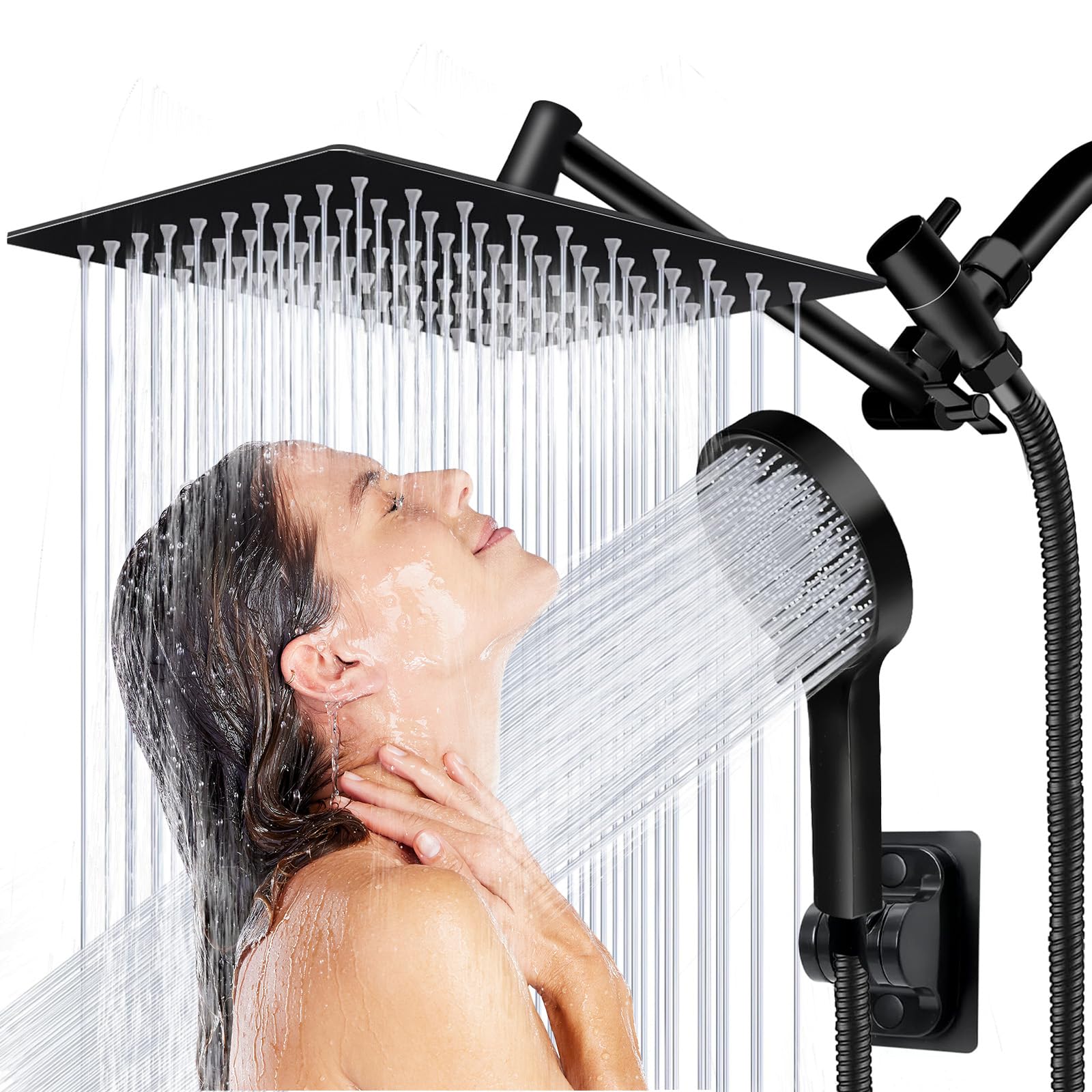 Yurnomy 8-inch square rain showerhead delivers wide coverage for a spa-like shower.