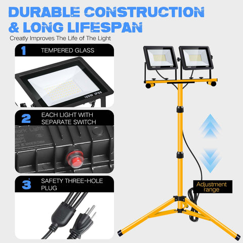 Yurnomy two-head yellow light shines clearly with independent switches for focused tasks.