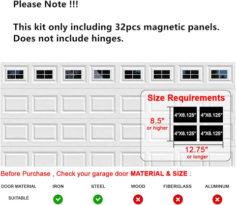 YURROAD easy-install magnetic panels no-drills on garage door for quick customization