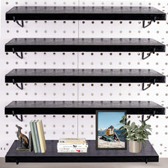 YUSFKJ black pegboard shelf set organizes tools on a wall with sleek style