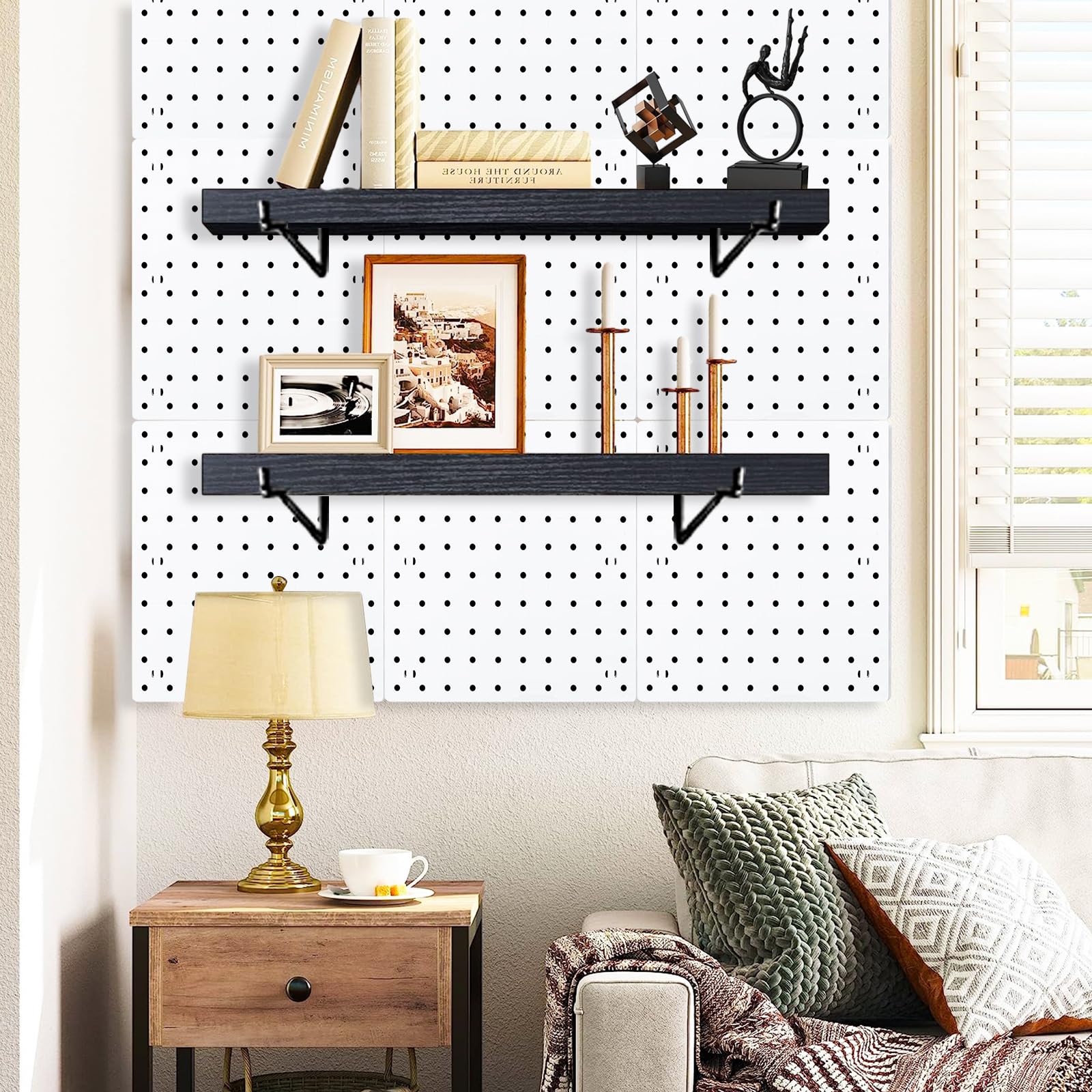 YUSFKJ metal brackets secure 1/4-inch pegboard holes for heavy items
