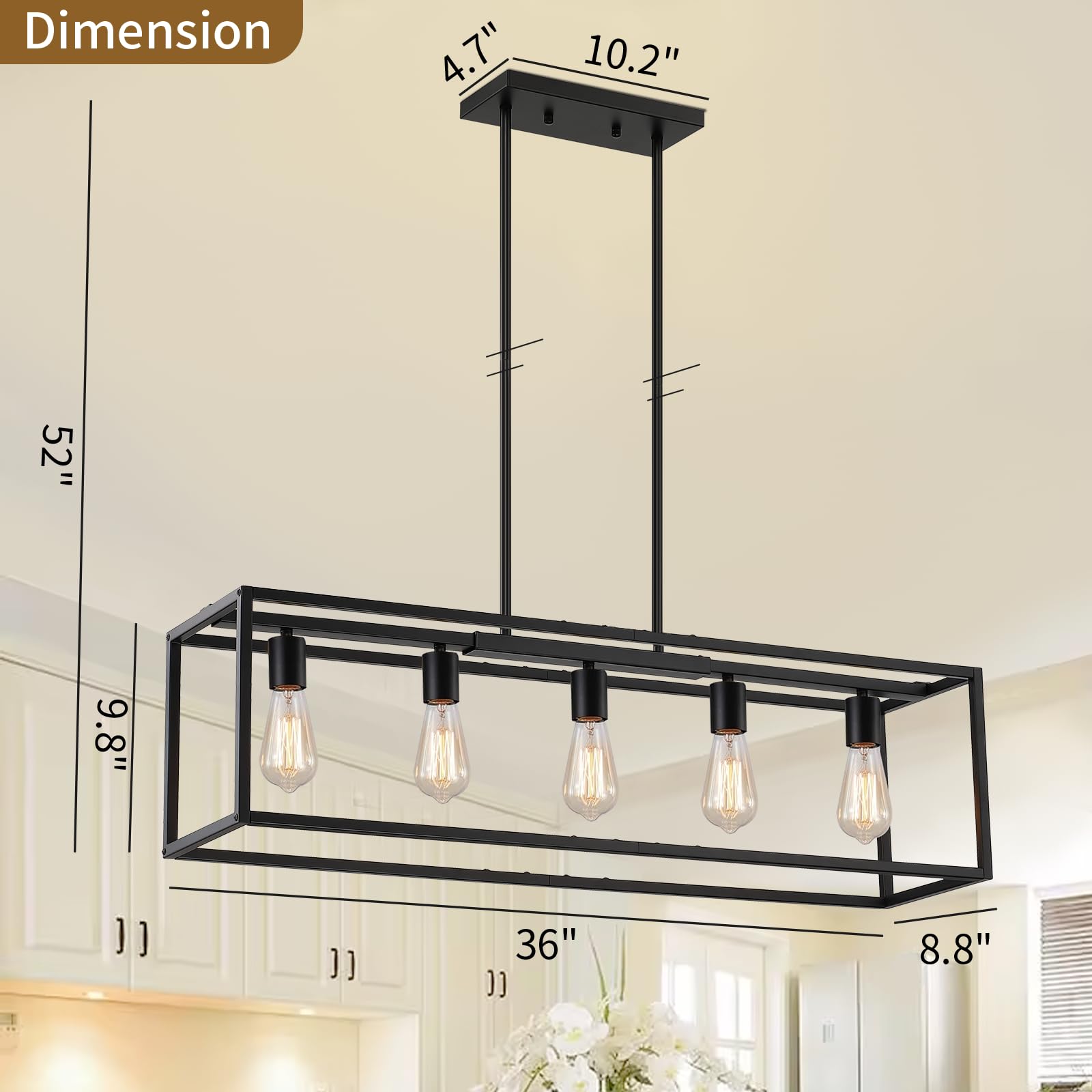 Yusist adjustable rods provide flexible height for different ceilings