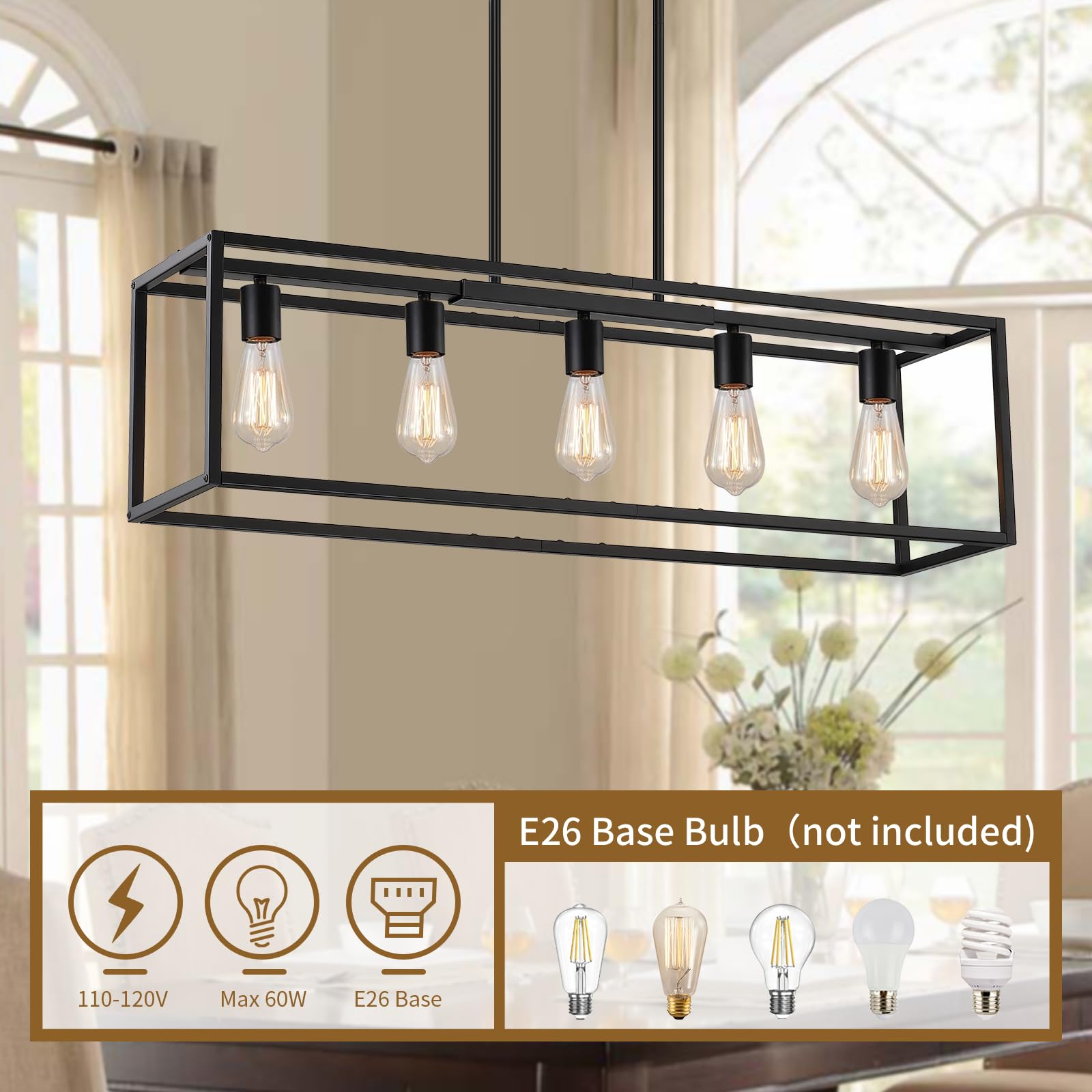 Yusist open geometric metal frame in black finish enhances contemporary kitchen island aesthetics