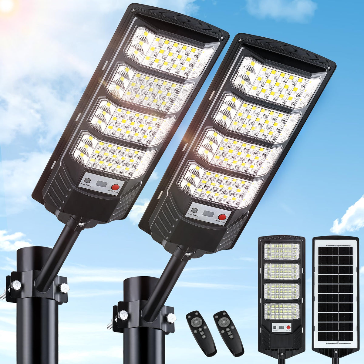 Yusist solar street light with 320° wide-angle illumination for expansive outdoor spaces.