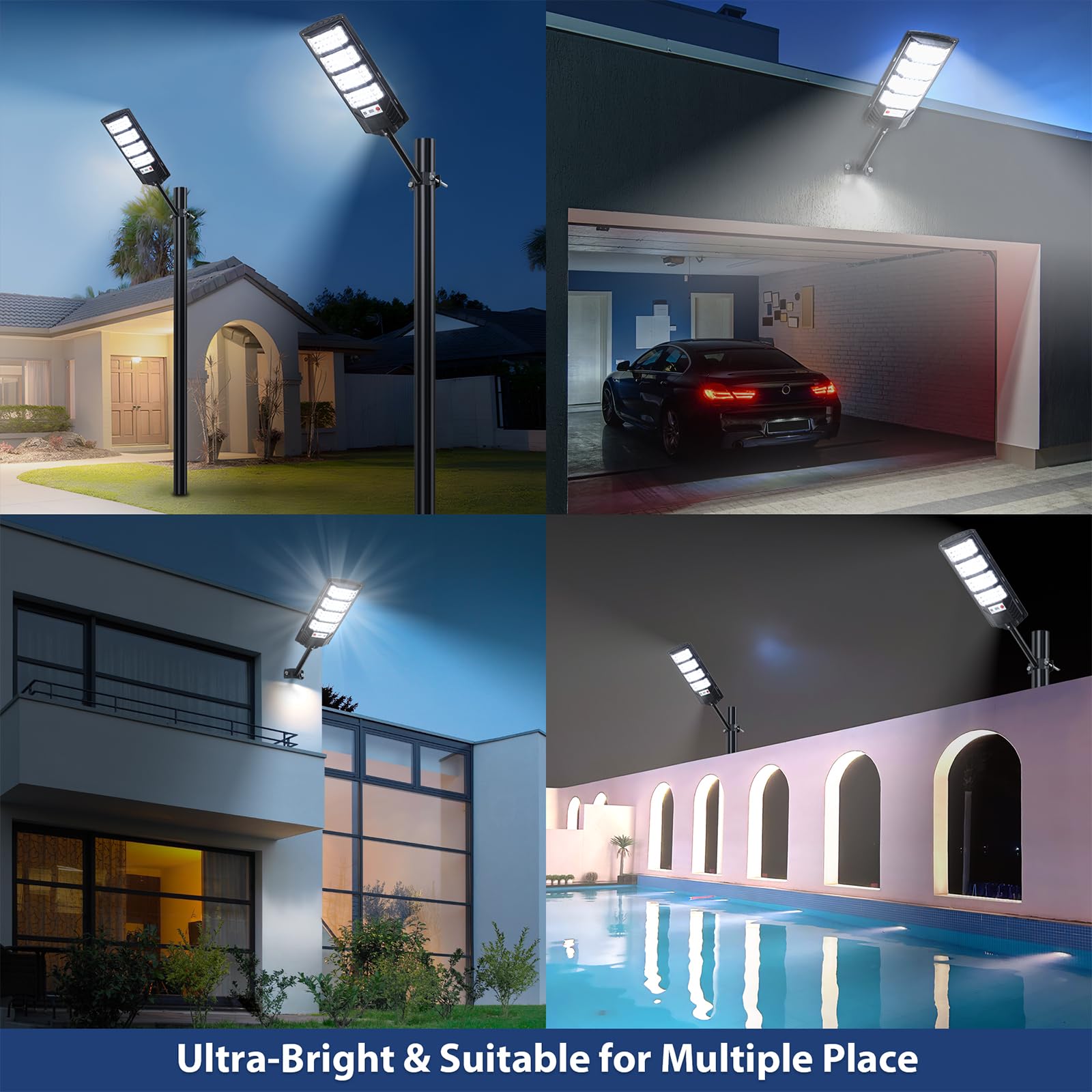 Yusist solar flood light delivers 12–16 hours of operation on sunny days.
