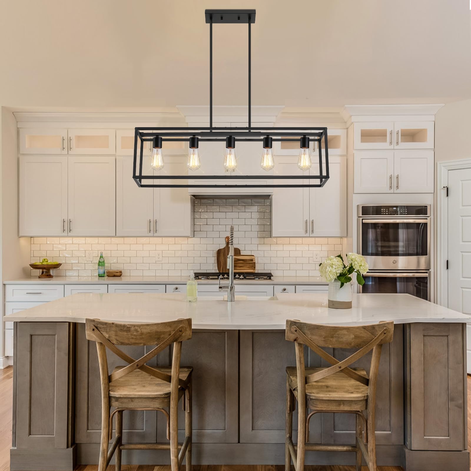 Yusist tiltable rods support flat or sloped ceilings for balanced design