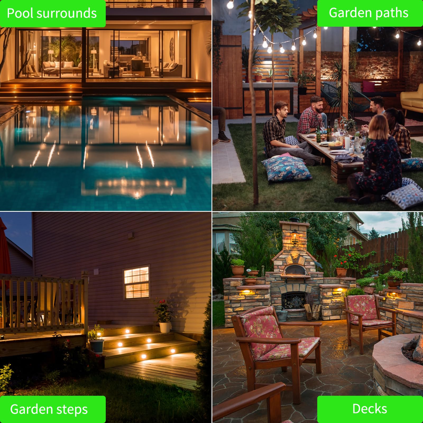 YUTCY 6-pack on retaining wall; provides subtle lighting