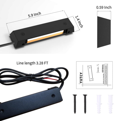 YUTCY 6-pack light on stair closeup; slim profile with steady brightness
