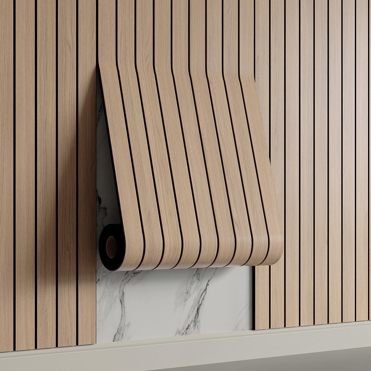 Yutianli PVC slat wall panel demonstrates easy peel-and-stick installation for fast upgrades.
