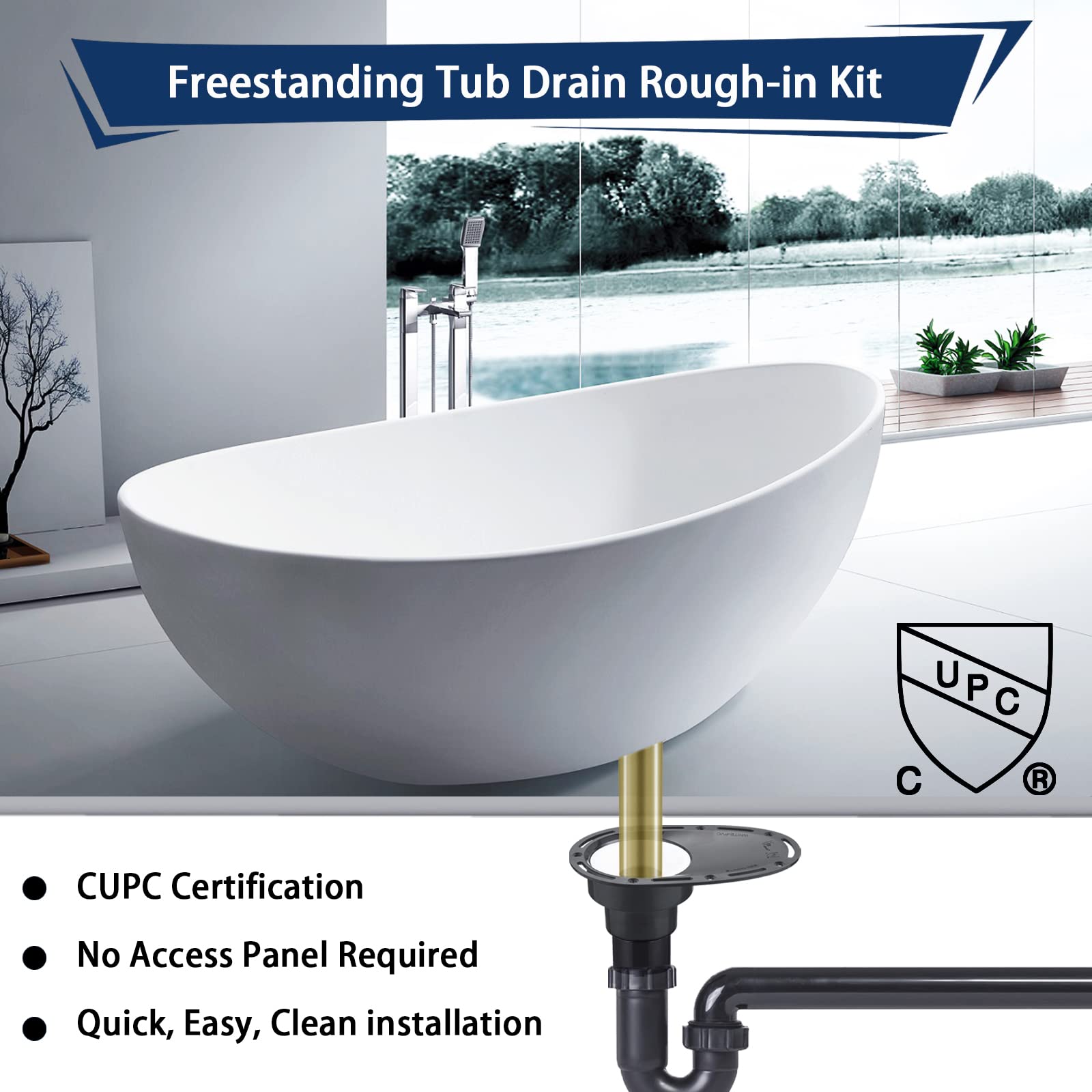 YUUCOO ABS pipe and adapter for reliable tub installation