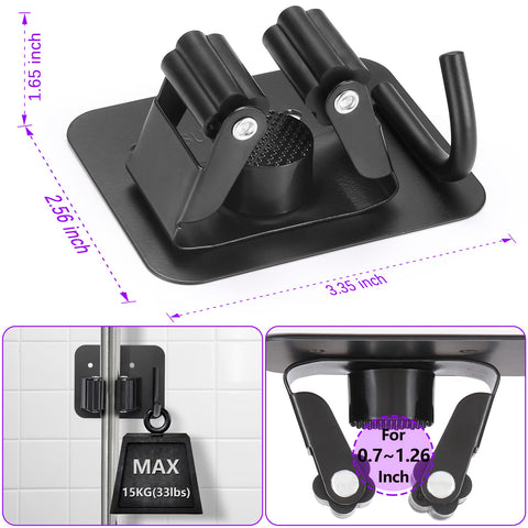 YUWANTING four-gripper broom holder close-up showing sturdy, adjustable slots