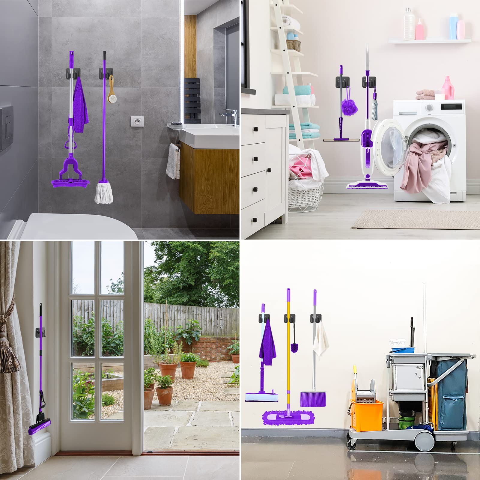 YUWANTING organized space with broom holder keeping tools neatly stored in utility area