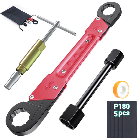 YUWEIC angle-stop wrench kit in use for quick valve removal.