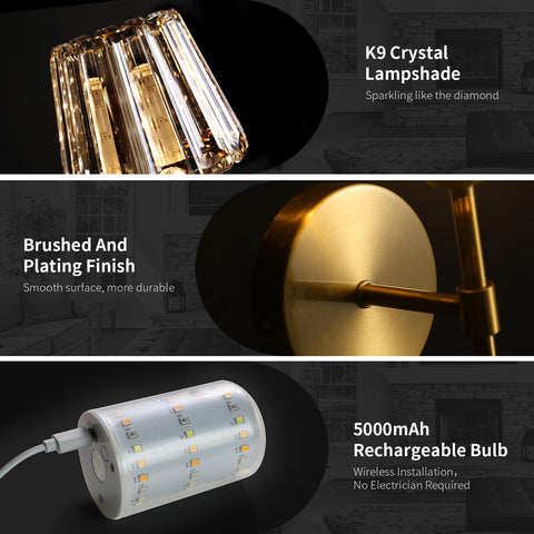 YUXINLUX K9 crystal shade with gold finish, enhances sparkle and light reflection.