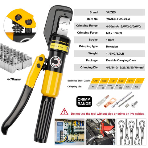 YUZES die set of 9 dies shown for precise crimps across wire sizes.