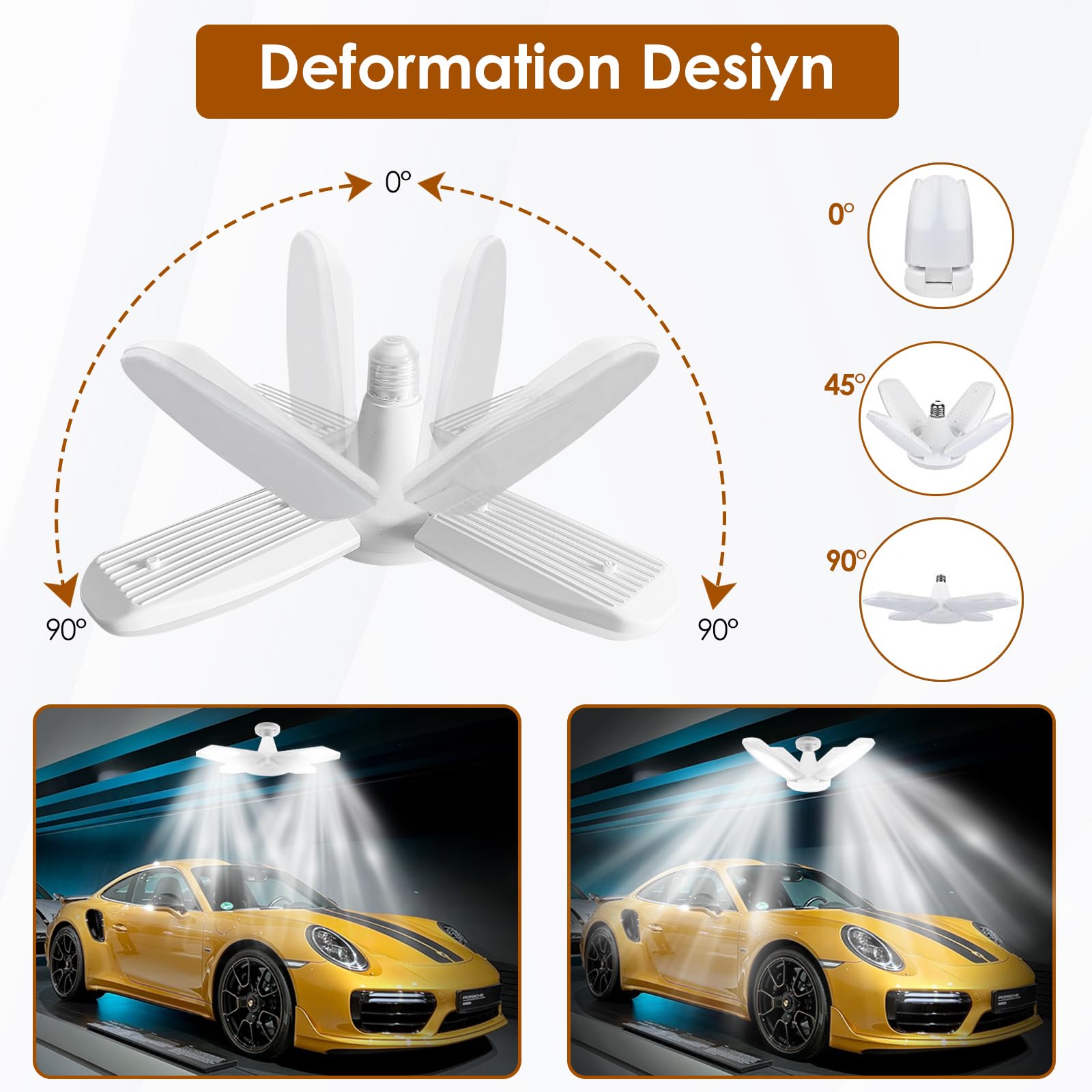 YWD LED Garage Lights provide 6500K daylight for clear visibility