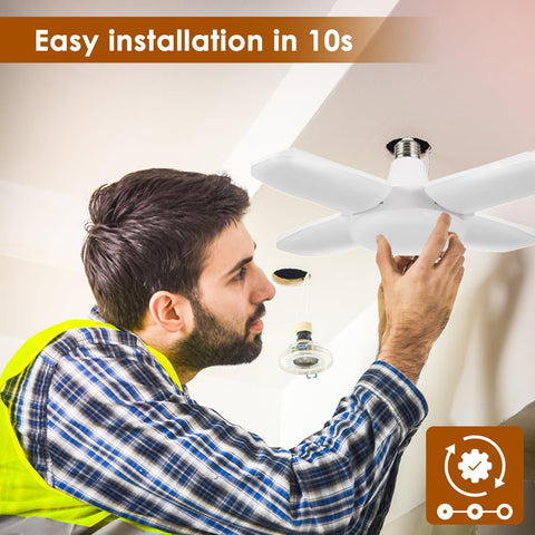 YWD LED Garage Lights install easily into E26/E27 sockets for quick upgrades