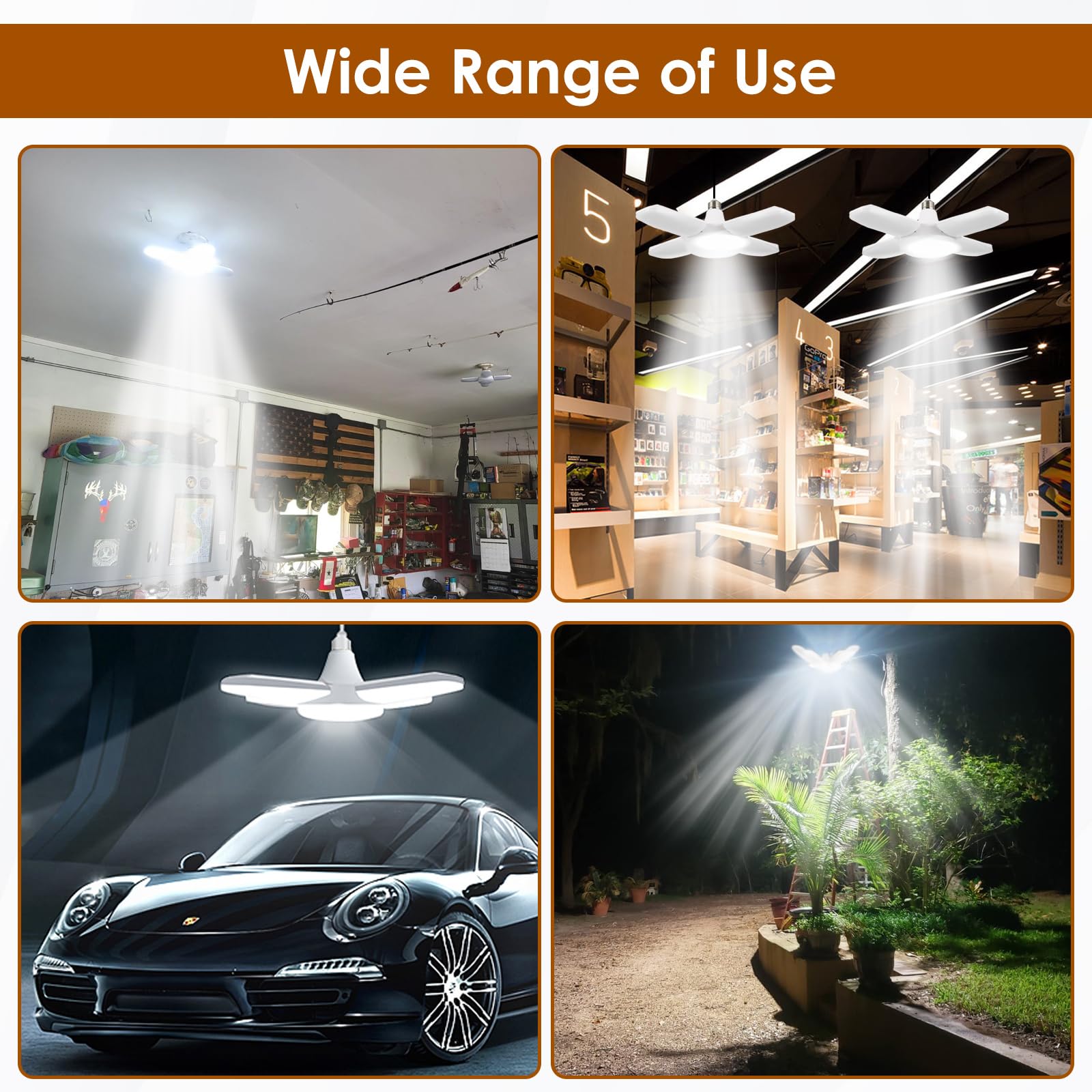 YWD LED Garage Lights illuminate large spaces like barns and warehouses efficiently