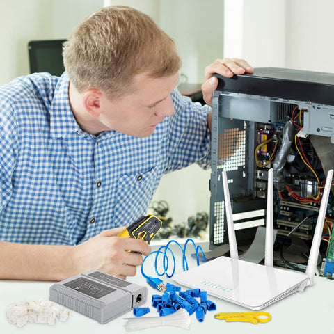 YWNEGWE RJ45 network cable tester ensures quick continuity checks.