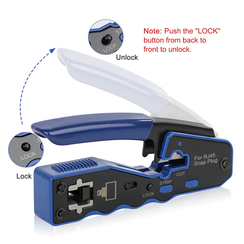 YWNEGWE crimp tool being used to terminate a cable