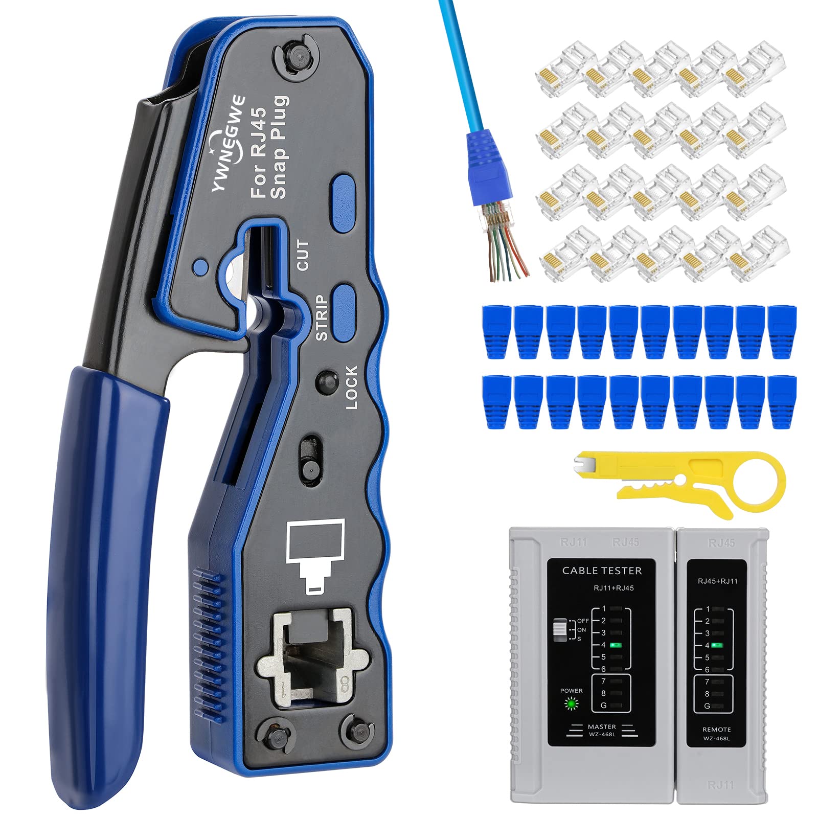 YWNEGWE RJ45 crimp tool kit front view for precise installation
