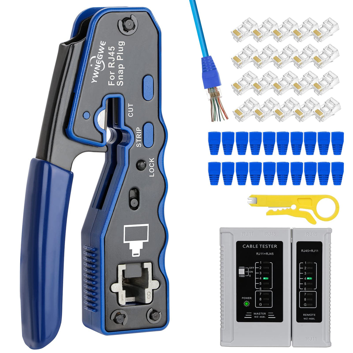 YWNEGWE RJ45 crimp tool kit front view for precise installation