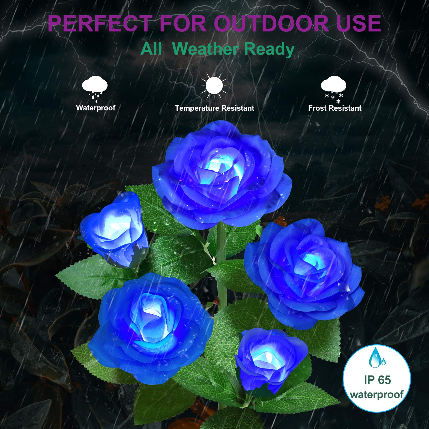 YWYWLED flower lights create a romantic blue glow for evenings