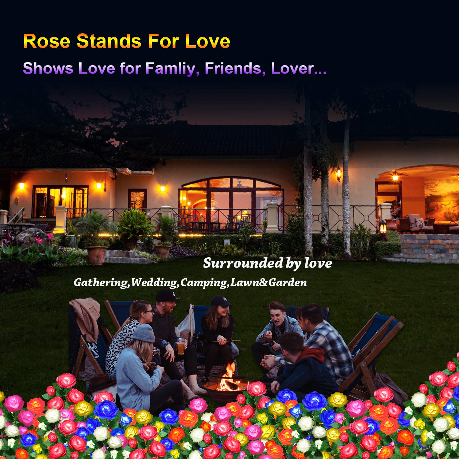 YWYWLED realistic rose garden stake lights illuminate pathways maintenance-free