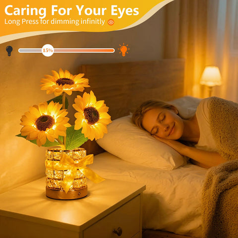 YWYWLED Touch-controlled sunflower lamp offers adjustable brightness and color