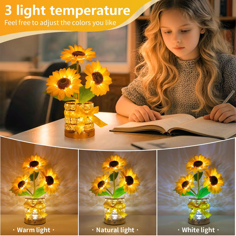 YWYWLED USB-rechargeable sunflower lamp enables cordless desk lighting