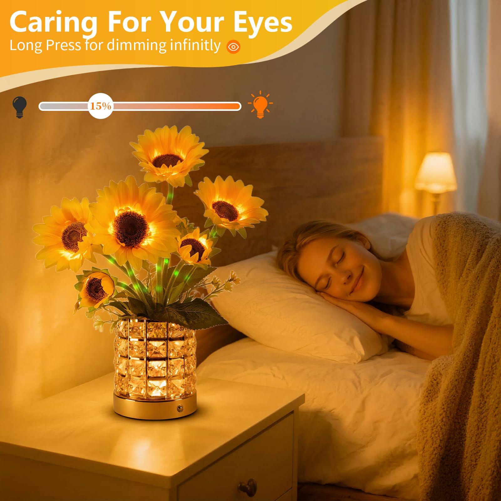 YWYWLED Sunflower Lamp touch control for easy brightness adjustment