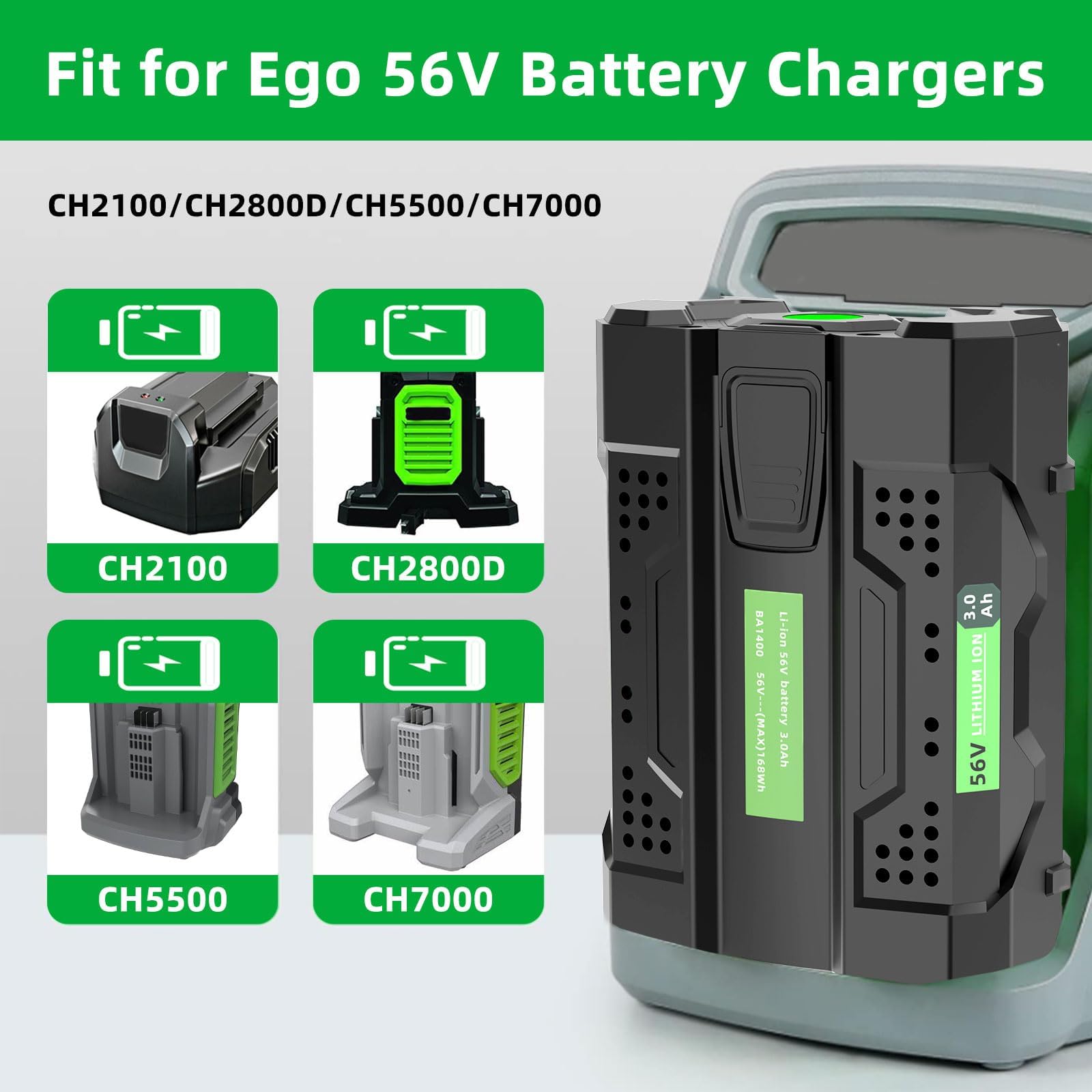YXKC EGO 56V 3.0Ah energy label highlighting high capacity.