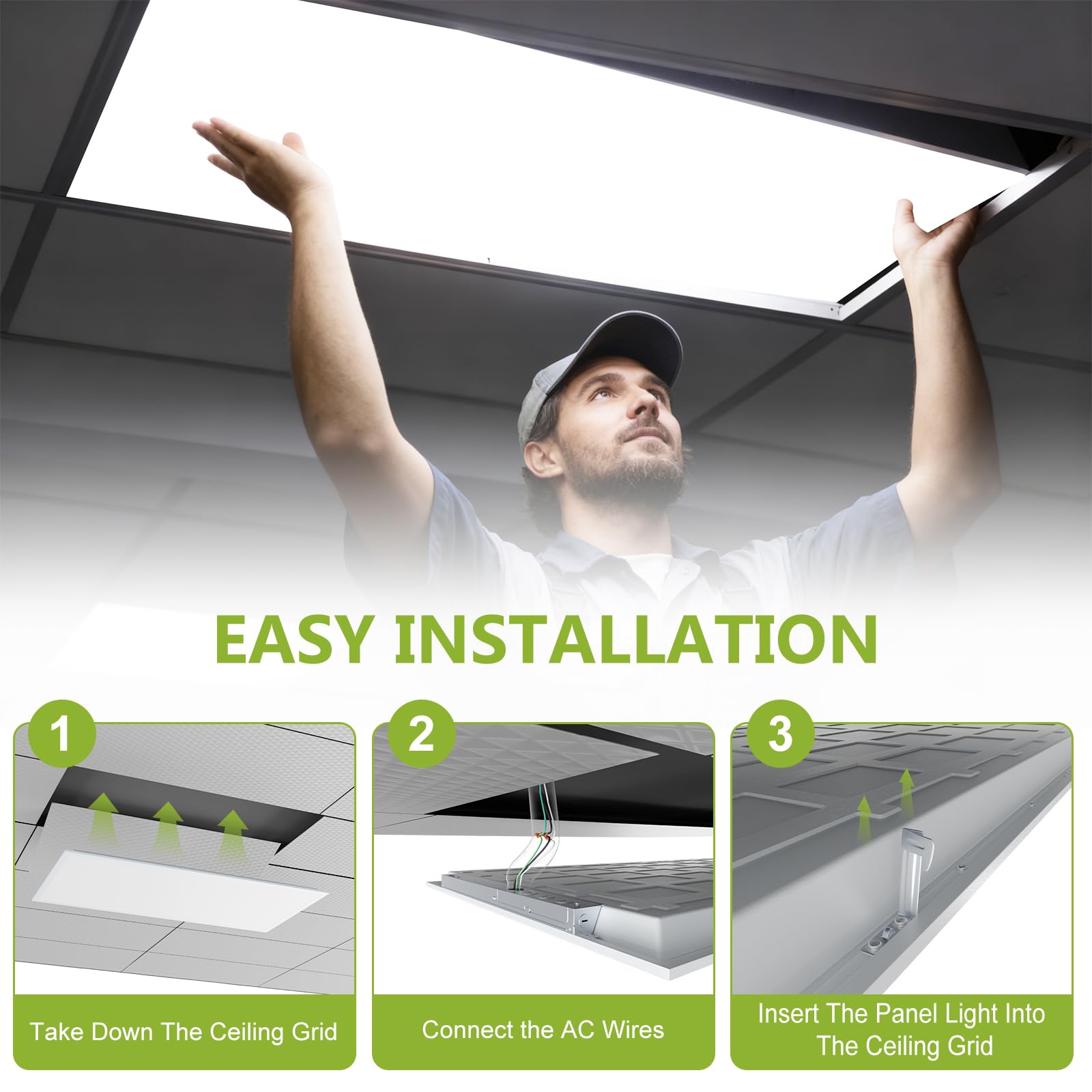 Color temperature range on YXL 2x4 LED flat panel light for versatile spaces