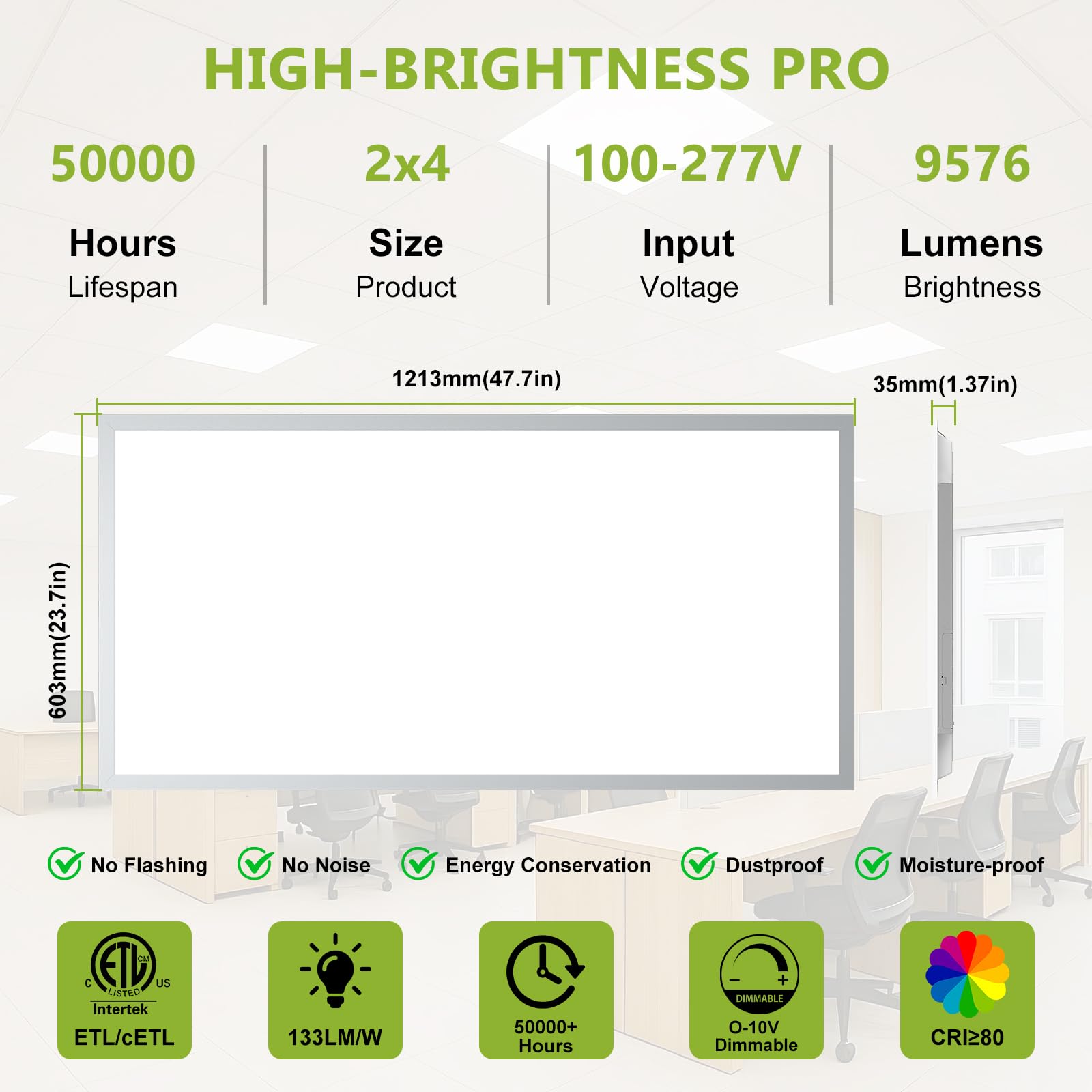 YXL 2x4 LED panel dimmed ambience to reduce glare