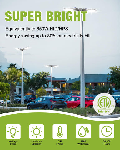 YXL LED parking lot light with dusk-to-dawn sensor automates outdoor lighting.
