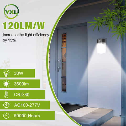 YXL wall pack featuring dusk-to-dawn sensor for hands-free outdoor lighting.
