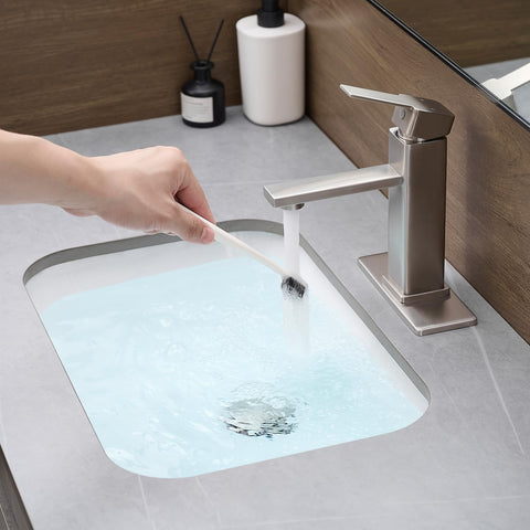 YXOCVIR brushed-nickel bathroom faucet with pop-up drain for a clean countertop.
