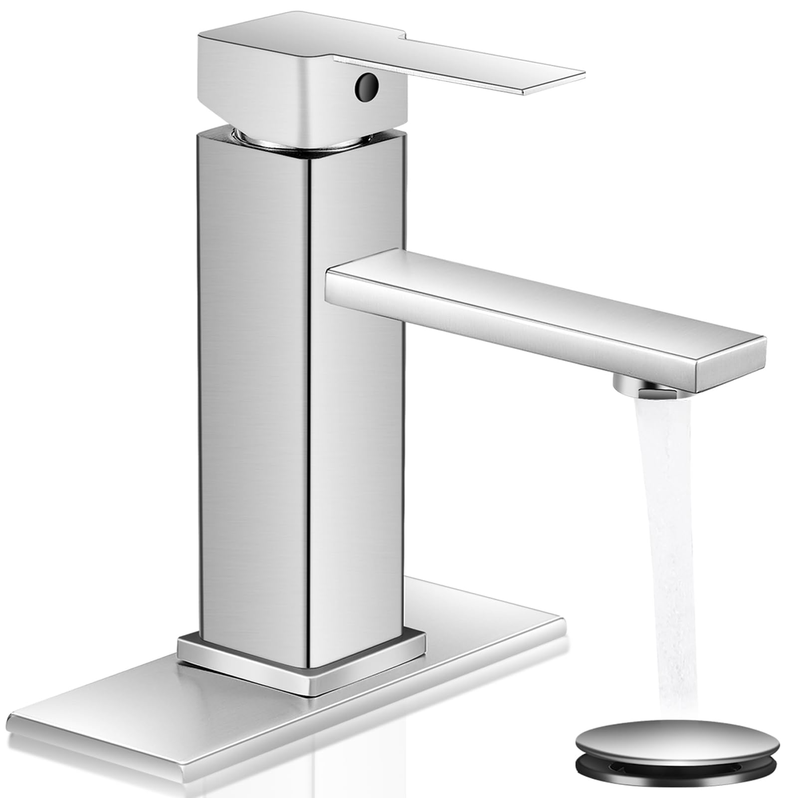 YXOCVIR brushed-nickel bathroom faucet in single-hole design, ideal for compact vanities.