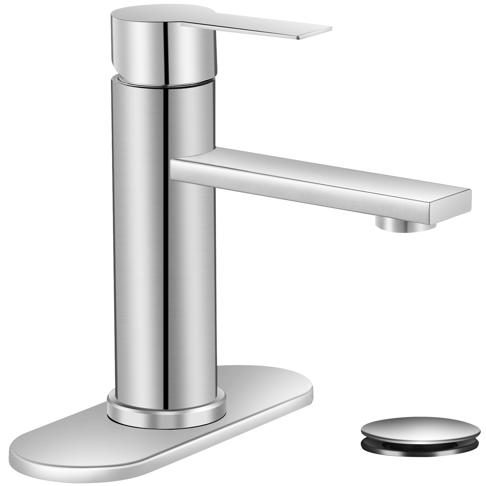 YXOCVIR brushed nickel bathroom faucet spout with ample reach for easy use.
