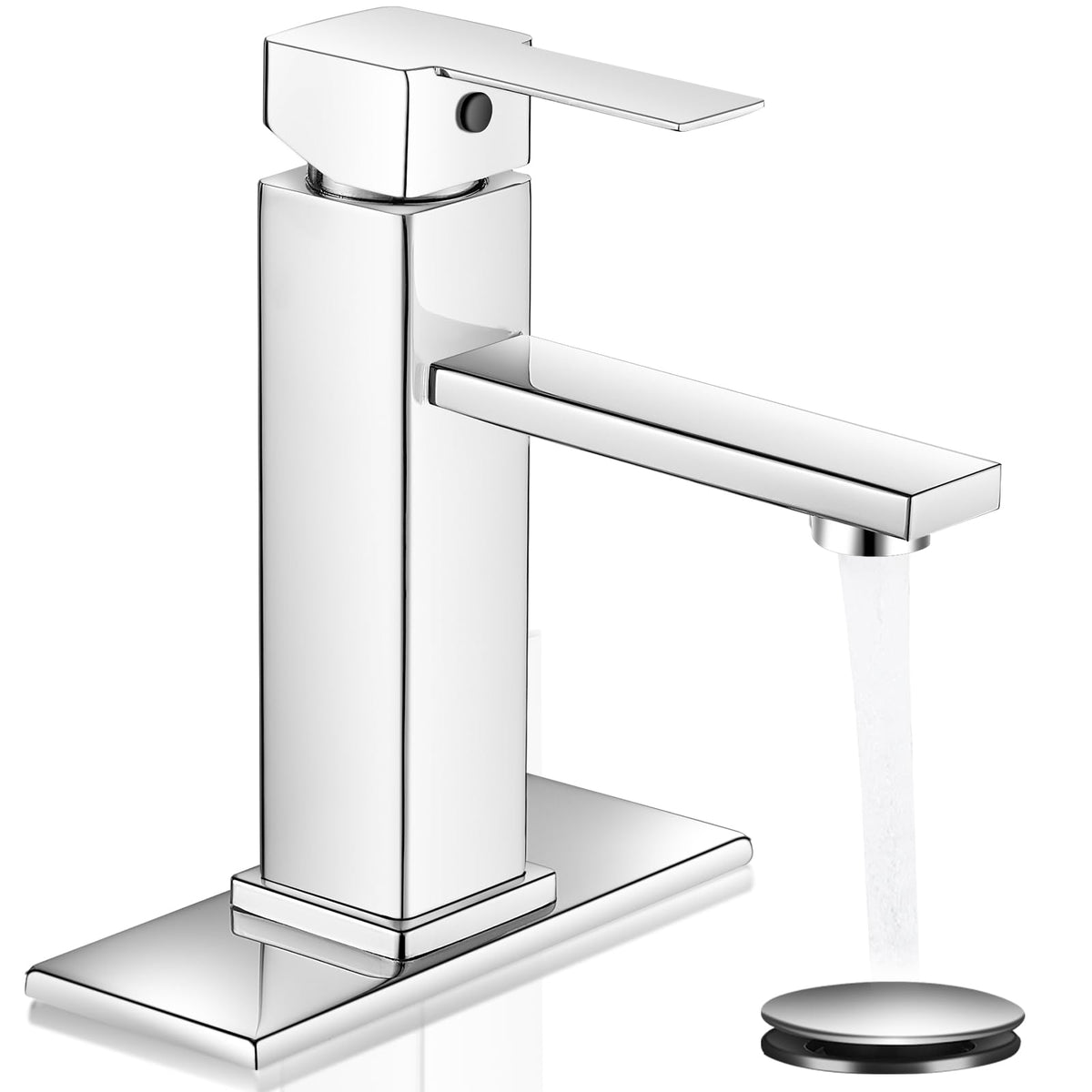 YXOCVIR chrome bathroom faucet front view with modern design and easy control