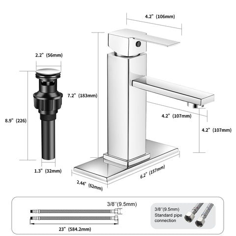 YXOCVIR chrome faucet with pop-up drain ready for neat setup