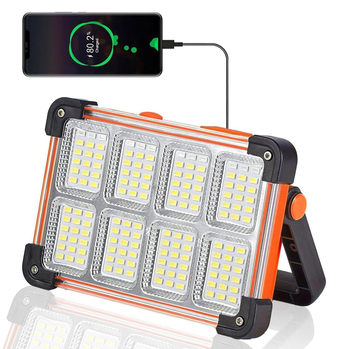 YXQUA 120W solar work light with 144 LEDs for bright job sites.
