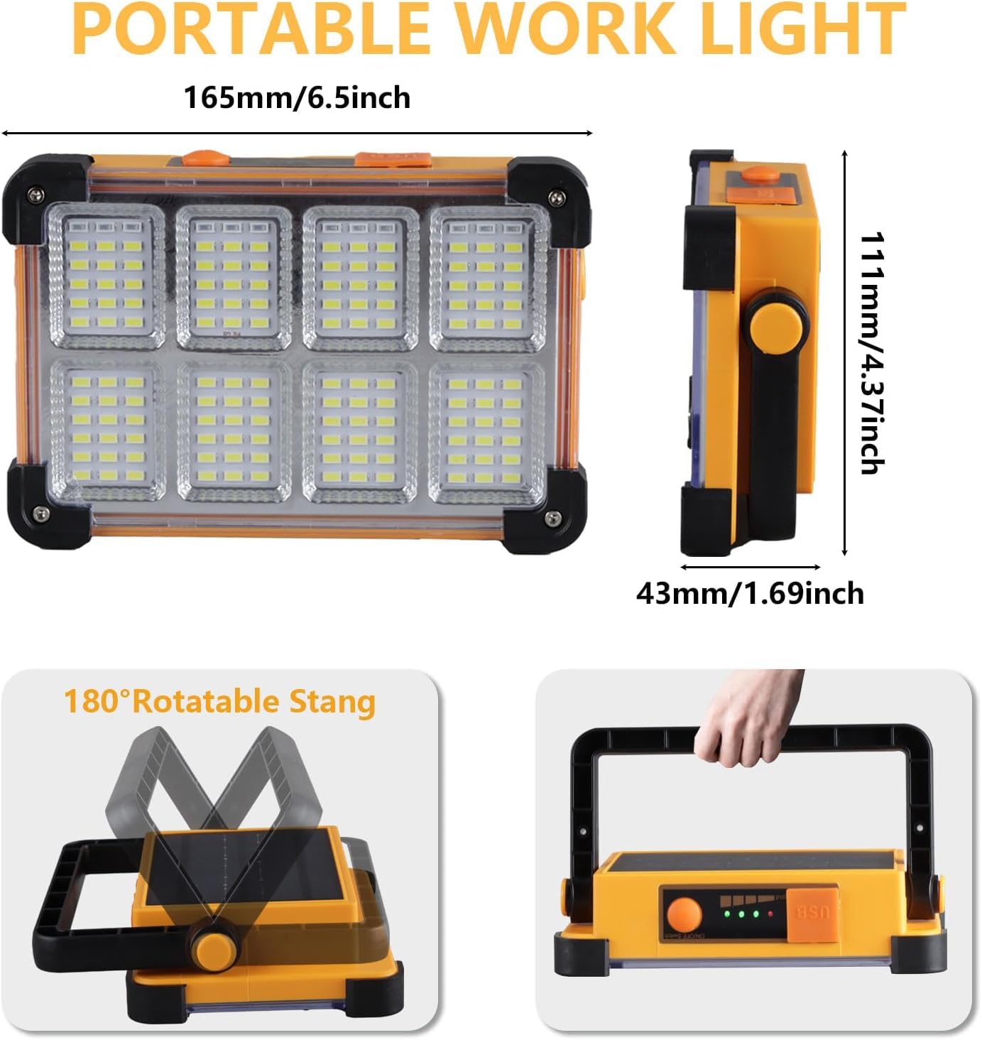 YXQUA 2‑pack 144‑led array close‑up highlighting high lumen output for clarity