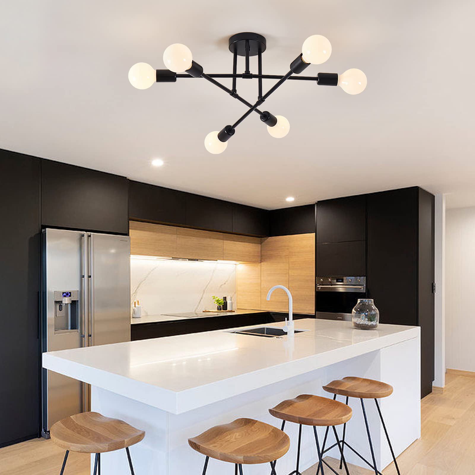 YXTH black metal finish helps maintain a sleek look in busy entryways.
