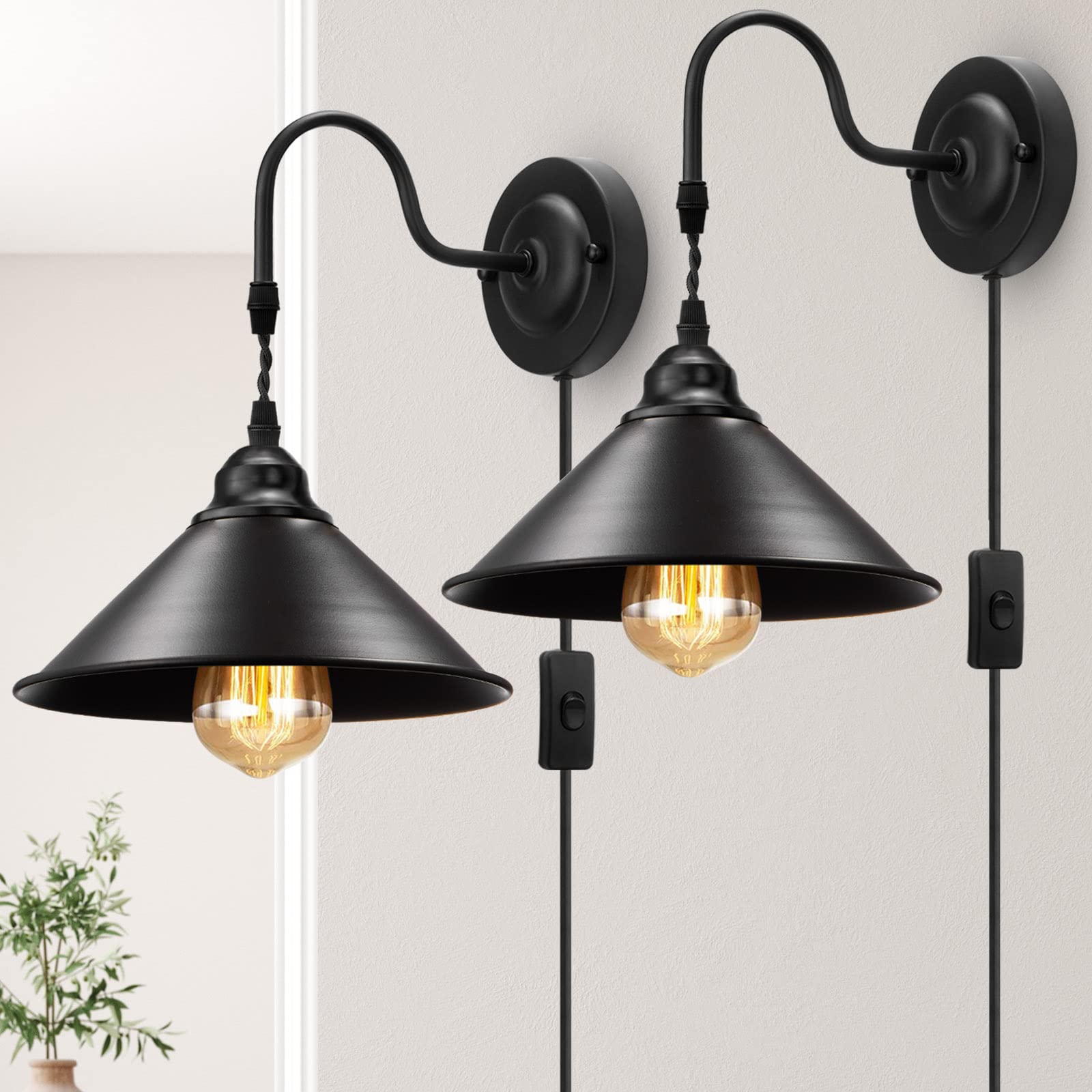 YXTH gooseneck wall sconce bedside lighting for warm evenings