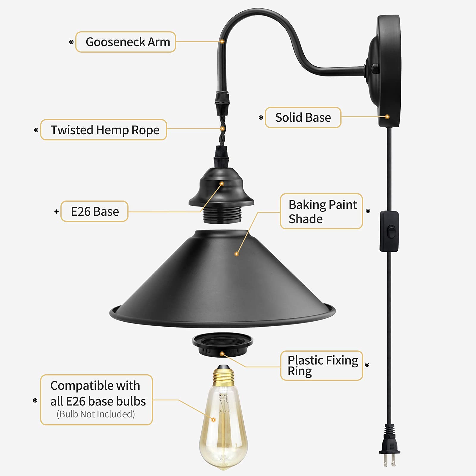 YXTH vintage industrial black wall light adds retro charm to any space