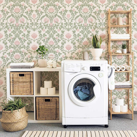 YXTII floral wallpaper pink matte finish closeup texture