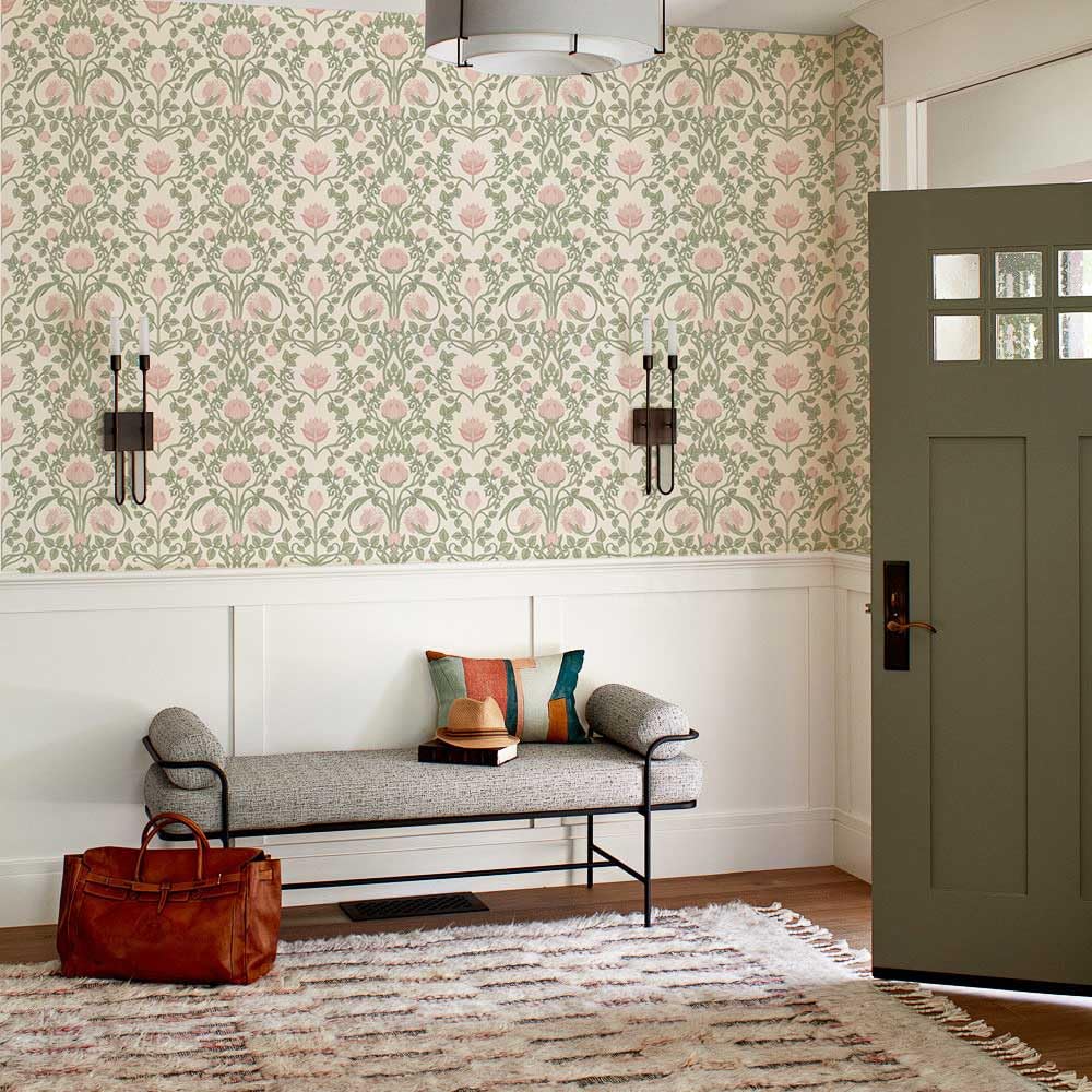 YXTII floral wallpaper pink room application in living space