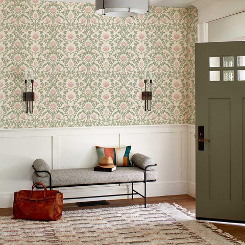 YXTII floral wallpaper pink room application in living space