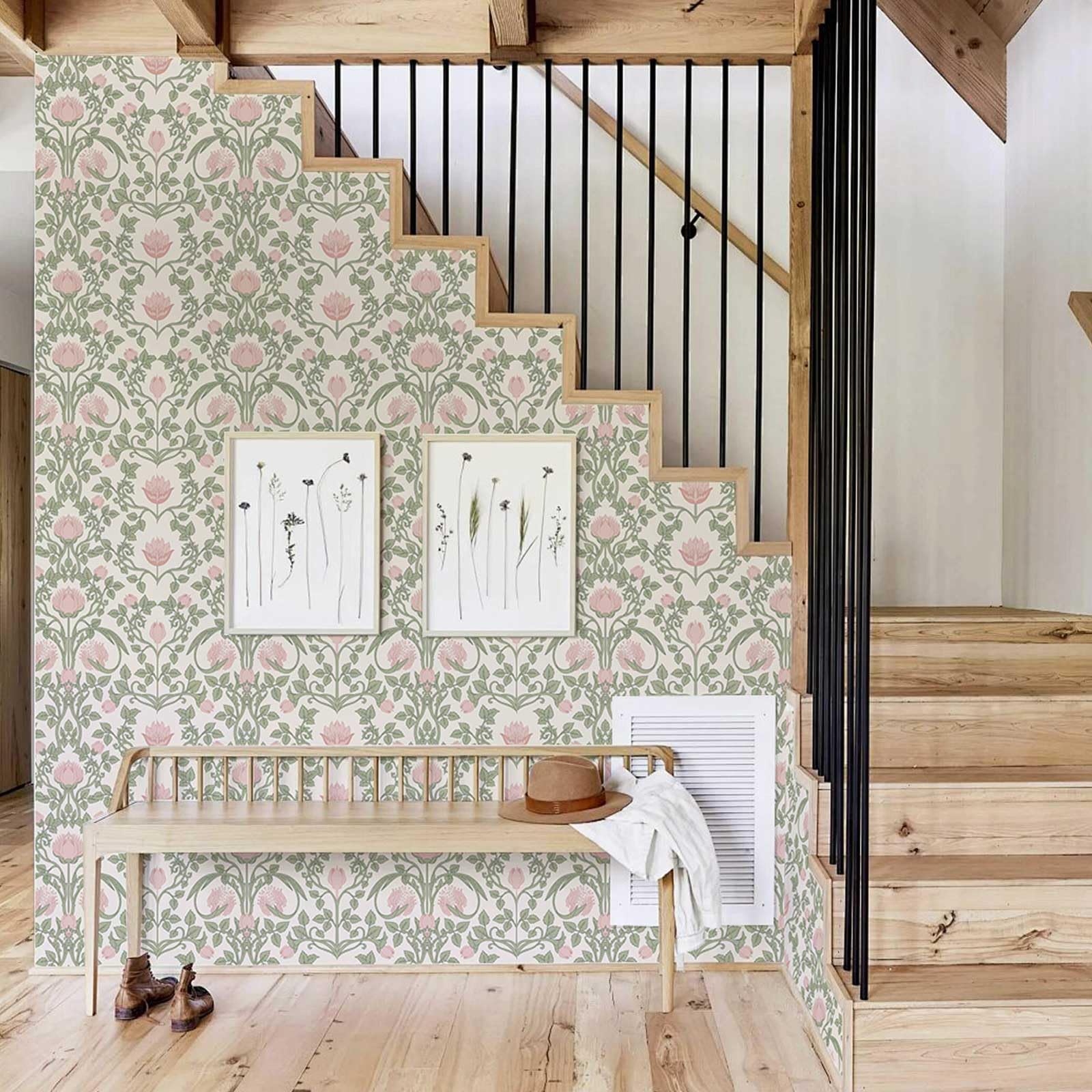 YXTII floral wallpaper transform shelf liners with a pop of color.